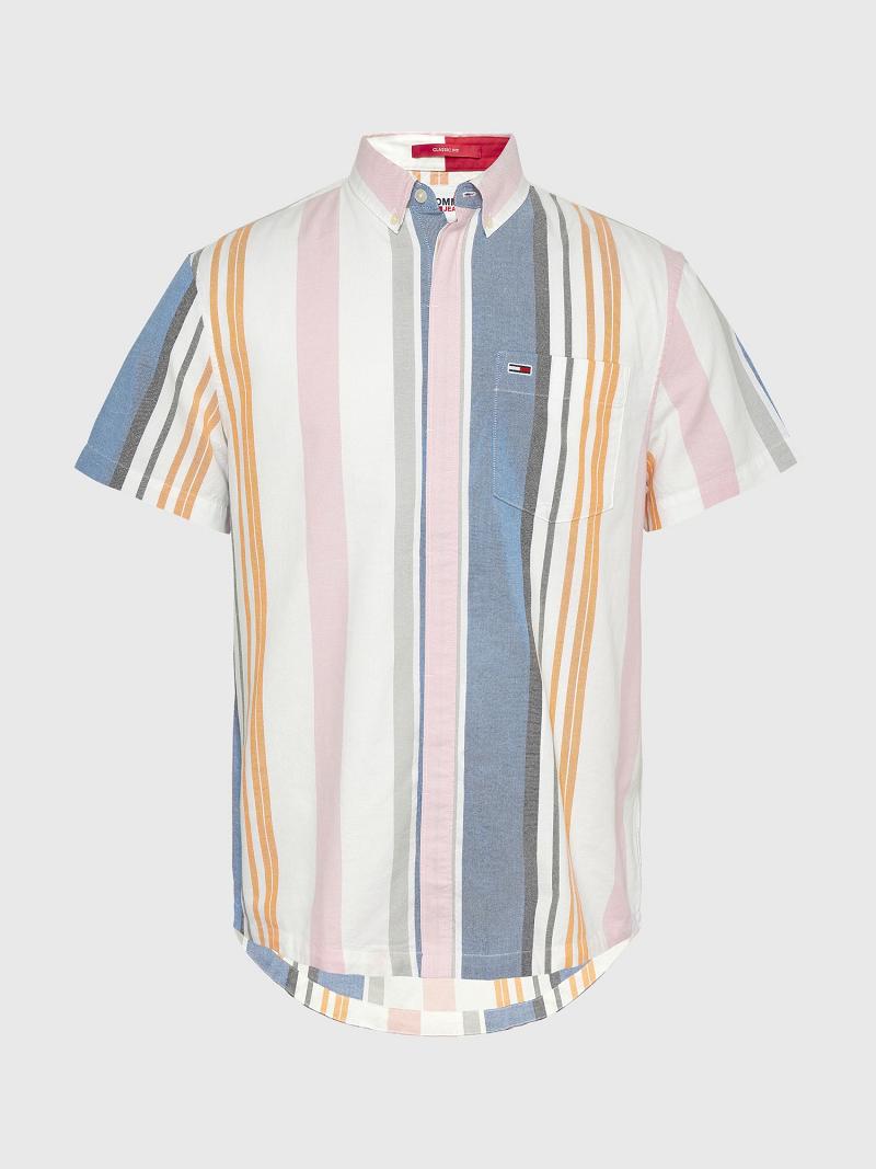 Férfi Tommy Hilfiger Pastel stripe Ingek Fehér Színes | HU 1048TCE